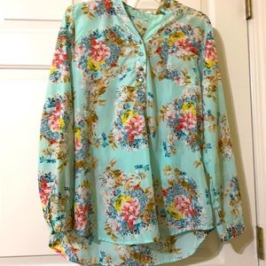 Silk Floral blouse with silver buttons